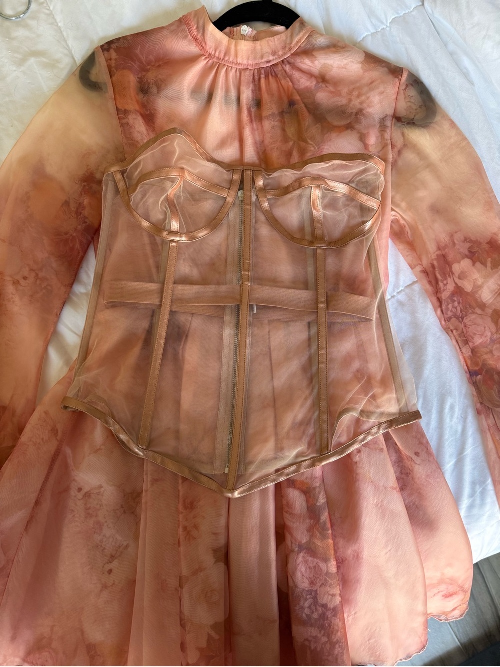 Sheer Peach Corset Dress